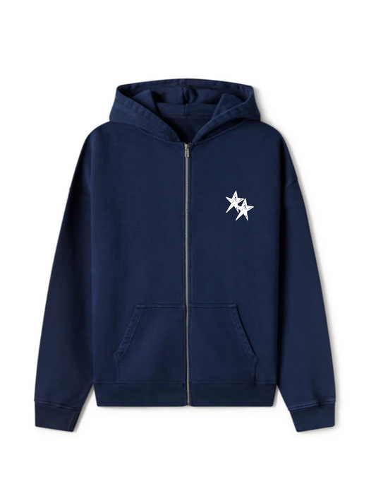 Hoodie zipper navy blue/white